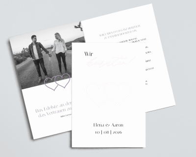 Einladungskarten zur Hochzeit Einladungen Ringe Herz Ehe Heirat ● 10 20 30 40 50